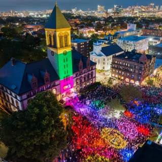 Aerial view of the 2023 Cambridge Dance Party