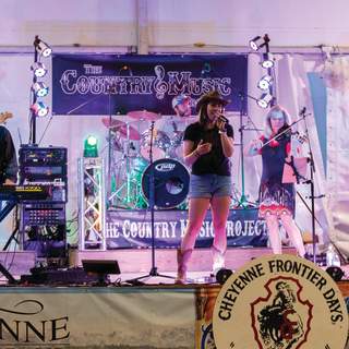 Live music on a stage in the bucking a saloon