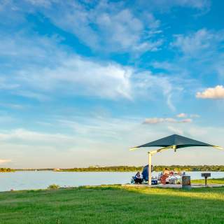 View of Lake Grapevine from a pavilion