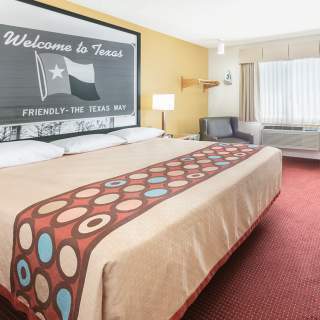 Inside view of a room at the Super 8 Hotel in Grapevine, Texas