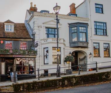 Lymington high street outside Stanwell House in the New Forest