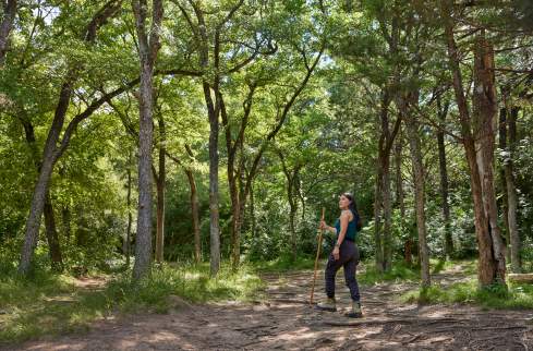 solo hiking looking back