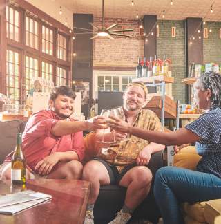 friends toasting with wine glasses