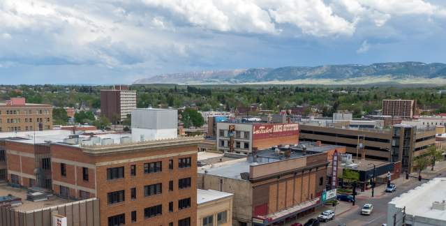 Aerial view of downtown Casper, WY