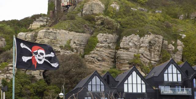 Pirate Flag on Hastings Beach