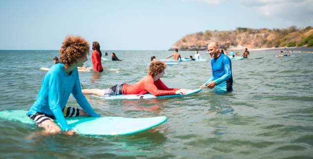 A group taking surf lesson at El Palmar, San Carlos