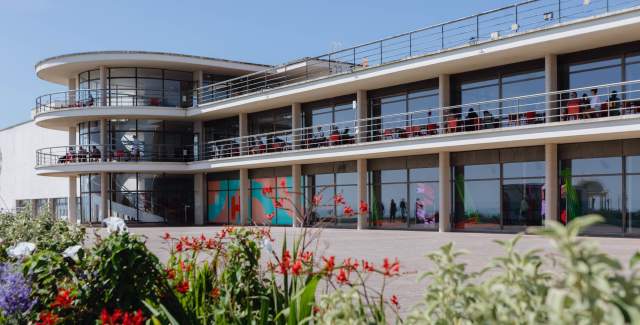 External view of De La Warr Pavilion on a sunny day