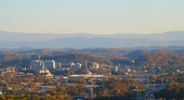 Knoxville Skyline during the Fall from Sharps Ridge Memorial Park
