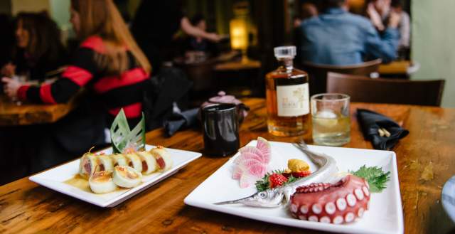 Sushi Rolls and Octopus dishes at Takashi Sushi in Downtown Salt Lake City