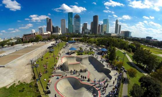 Lee and Joe Jamail Skate Park with Skyline