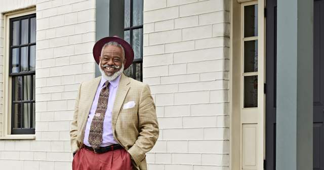 Austin tour ambassador Harrison Eppright standing outside the historic Susanna Dickinson House Museum