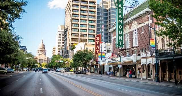 Congress Avenue in front of the Paramount Theatre.