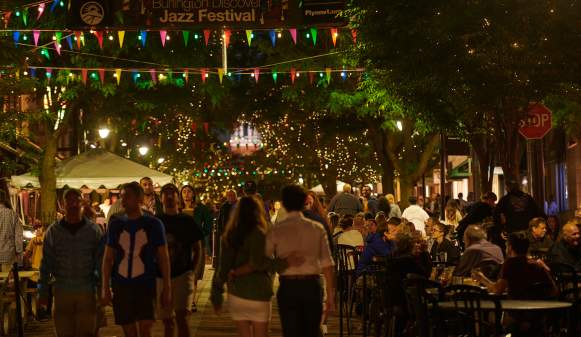 crowded Church Street at night