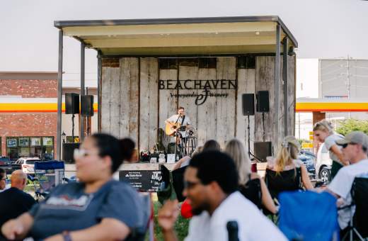 audience enjoying live music outside at a winery