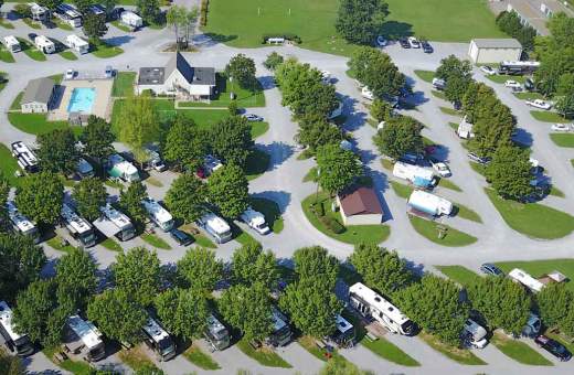 overhead aerial of campground