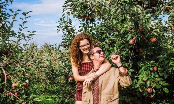 Couple in an Apple Orchard near Syracuse