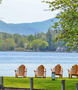 Adirondack Chairs on the Short of the Lake