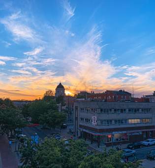 Sunset over downtown from Graduate Hotel
