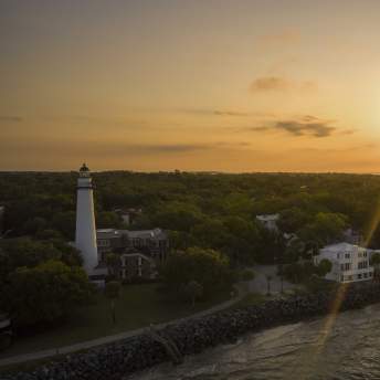 St. Simons Island lighthouse at sunset