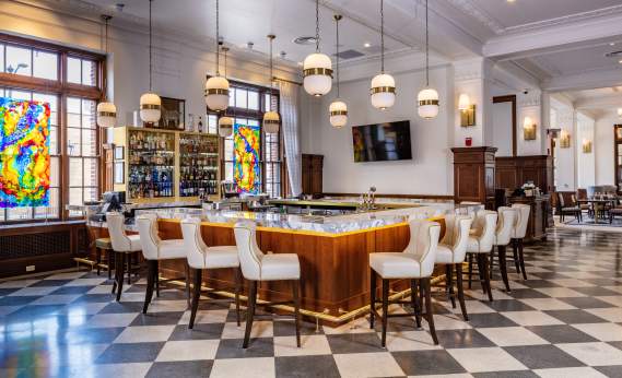 Lobby bar at the Yorktowne Hotel