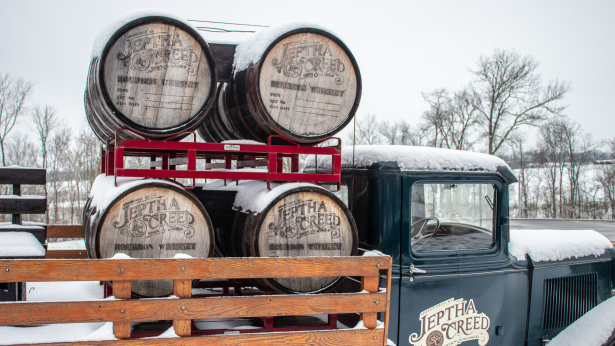 Jeptha Creed Barrels in the Snow