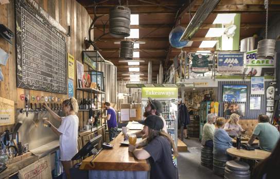 Eclectic interior of Altitude Brewing