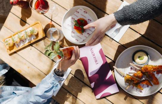 A overhead shot of the food and drink on offer at Dishery Arrowtown