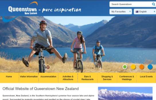 Screenshot of Destination Queenstown website in 2001