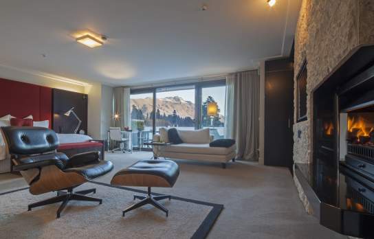 Interior and mountain view from the Spire Hotel Deluxe Suite