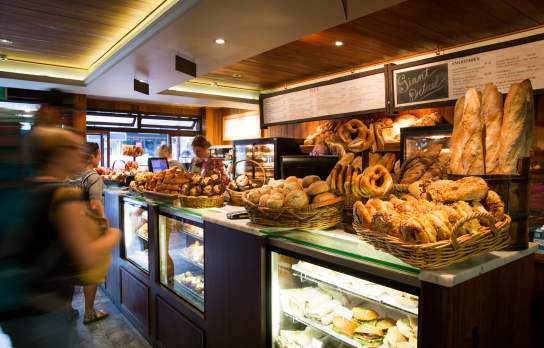 Inside shot of Ferg Baker with treats and breads in view