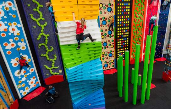 Colorful indoor climbing space