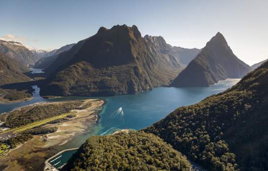 Milford Sound in summer from above