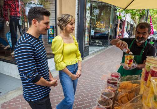 Couple with Street Vendor
