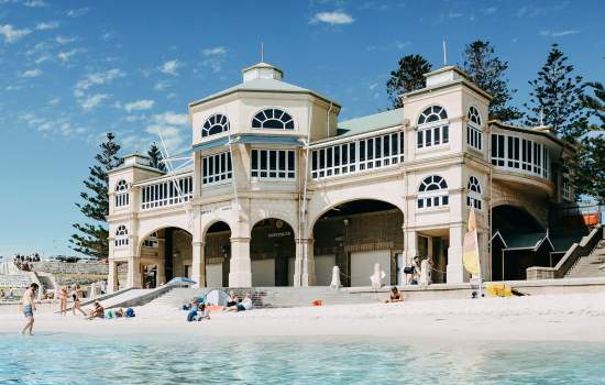 A view of the Indiana Teahouse from the ocean.