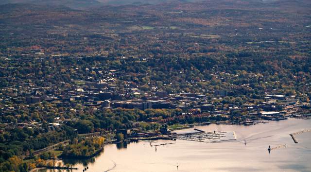 Flying over Burlington (aerial)