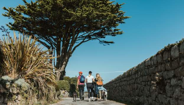 Friends walking along the Garrison