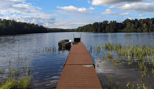 Spring dock on lake