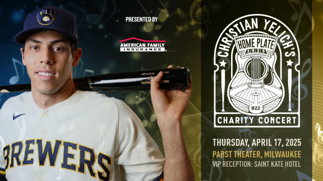 2025 Christian Yelich Charity Concert Graphic with Christian Yelich on the right hand side of the image.