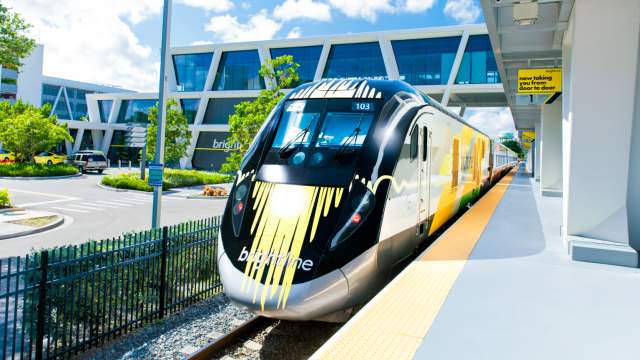 Brightline train at station