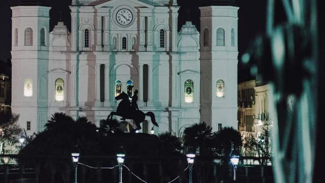 Jackson Square and St. Louis Cathedral at night