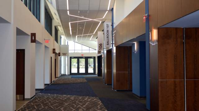 open walkway of the convention center by ballroom 107