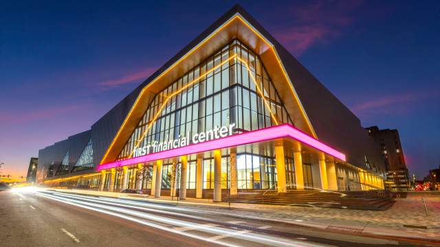First Financial Convention Center at Night
