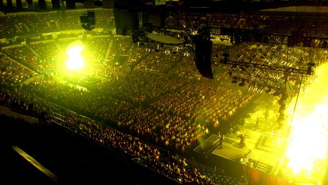pyrotechnics during the Trans-Siberian Orchestra performance at Mohegan Arena