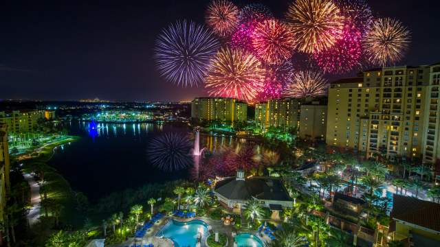 Wyndham Grand Orlando Resort Bonnet Creek fireworks at night