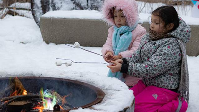 Girls Roasting Marshmallows - Red Oak Nature Center