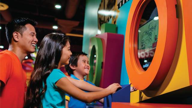 Family using Be A Star at Crayola Experience