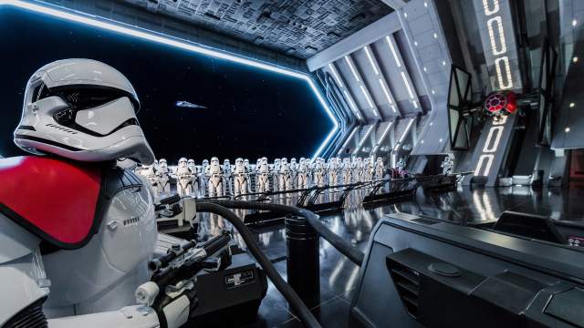 RISE OF THE RESISTANCE -- Disney guests will traverse the corridors of a Star Destroyer and join an epic battle between the First Order and the Resistance – including a face-off with Kylo Ren – when Star Wars: Rise of the Resistance opens Dec. 5, 2019 at Walt Disney World Resort in Florida and Jan. 17, 2020 at Disneyland Resort in California. At 14 acres each, Star Wars: Galaxy’s Edge at Disneyland Park and Disney’s Hollywood Studios is Disney’s largest single-themed land expansion ever. (Joshua Sudock/Disney Parks)