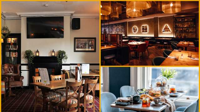 Collection of three images showing the interiors of Tailor's Eating House, The Alchemist and The Find Cheltenham