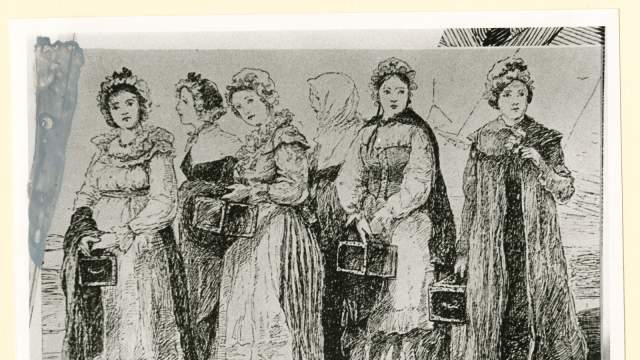 The Arrival of the Casket Girls (Illustration)