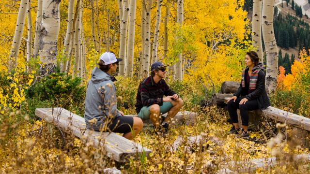 Friends Hiking Little Cottonwood Canyon in the Fall